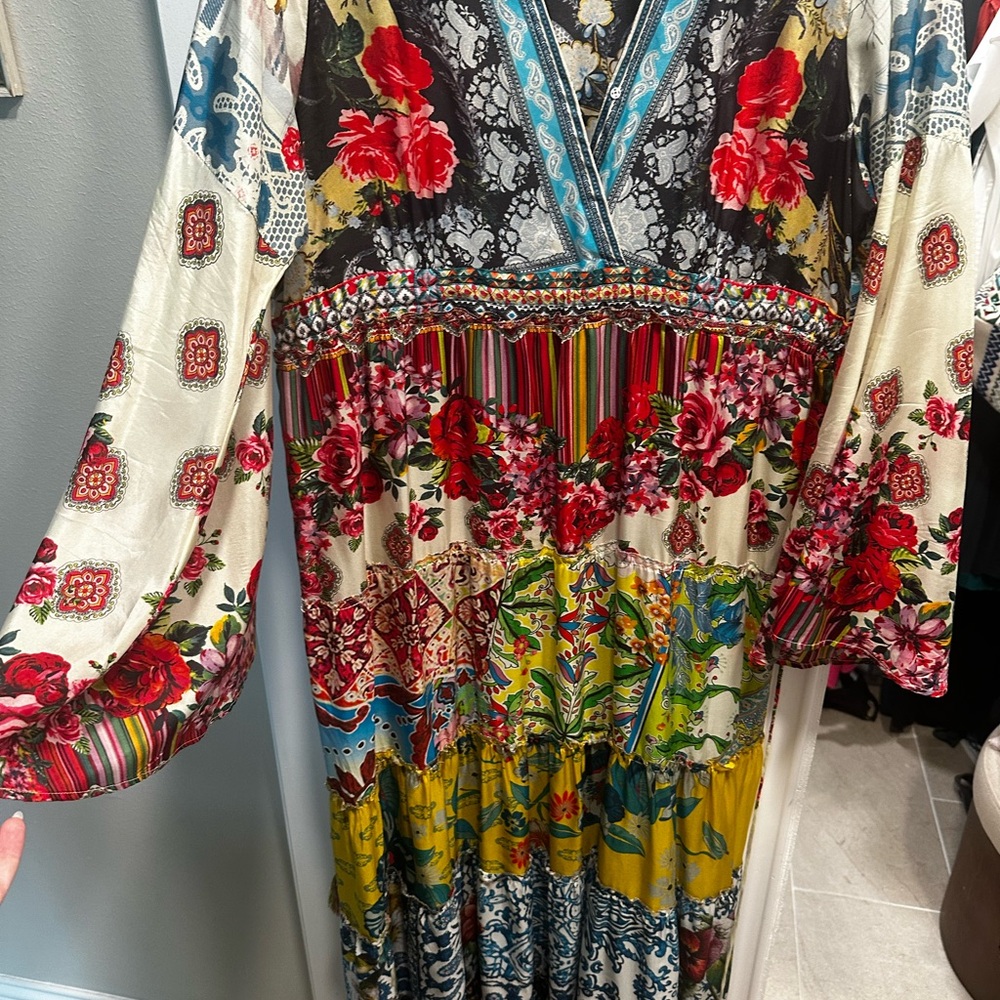 Johnny Was Vibrant Floral Long Sleeve Dress